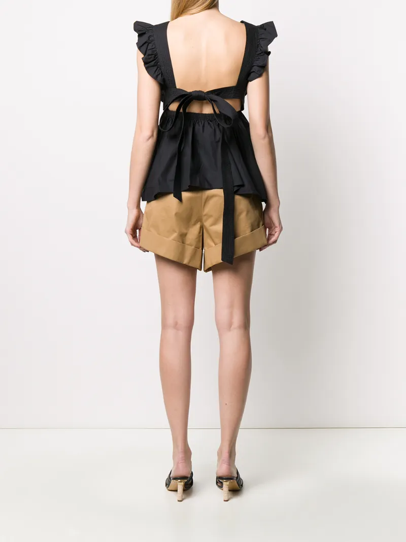 SELF-PORTRAIT RUFFLE TRIM SLEEVELESS BLOUSE