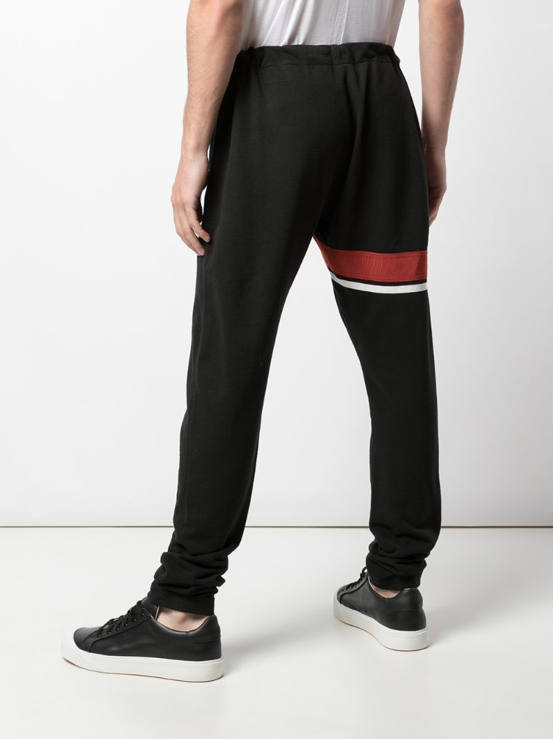 Shop Greg Lauren Usa Flag Patch Track Trousers In Black