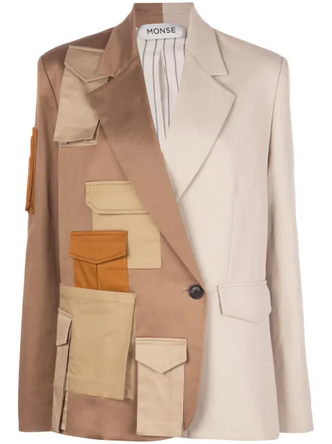 Monse multi patch pocket two-tone blazer
