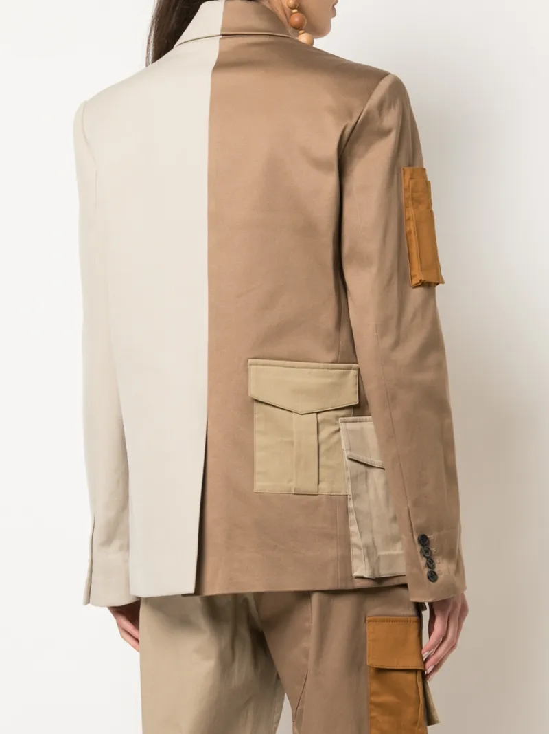 Monse Multi Color Patch Pocket Two Pocket Blazer In Neutrals