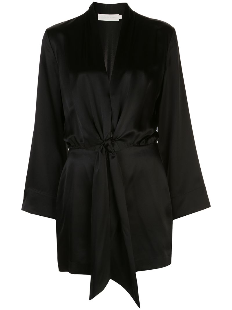 Michelle Mason Kimono Tie Mini Dress In Black
