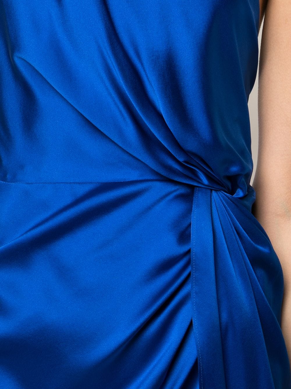 Shop Michelle Mason One-shoulder Twist Knot Dress In Blue