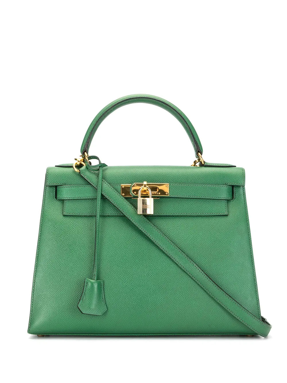 Pre-owned Hermes Kelly Sellier 28 Bag In 绿色