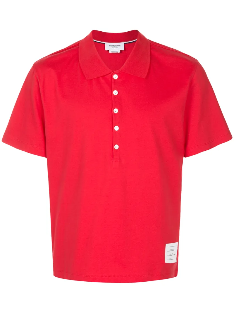 THOM BROWNE LOGO-PATCH POLO SHIRT