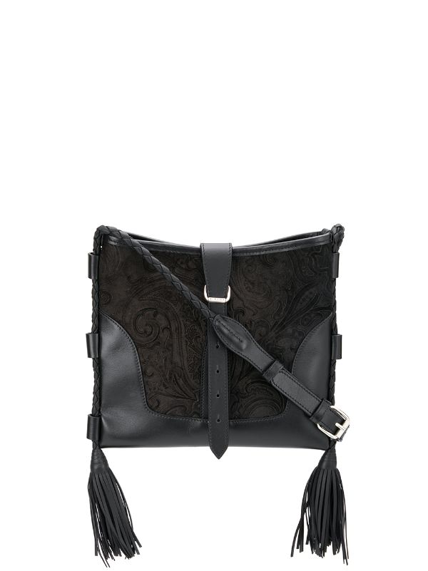 black tassel cross body bag