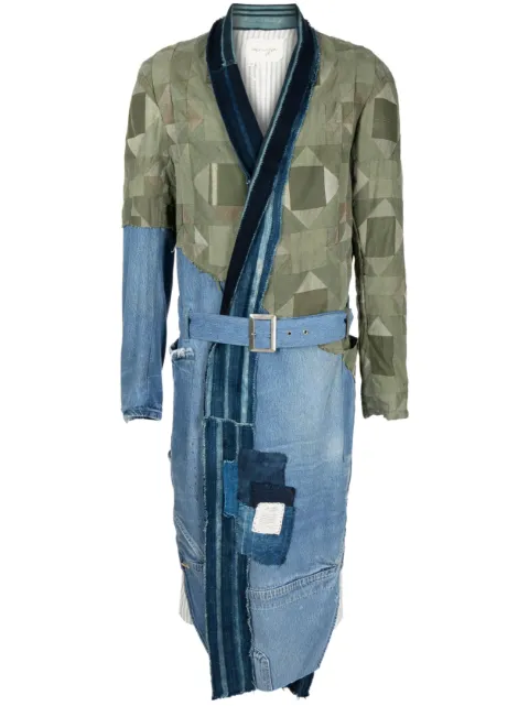Greg Lauren panelled-design belted-waist coat 