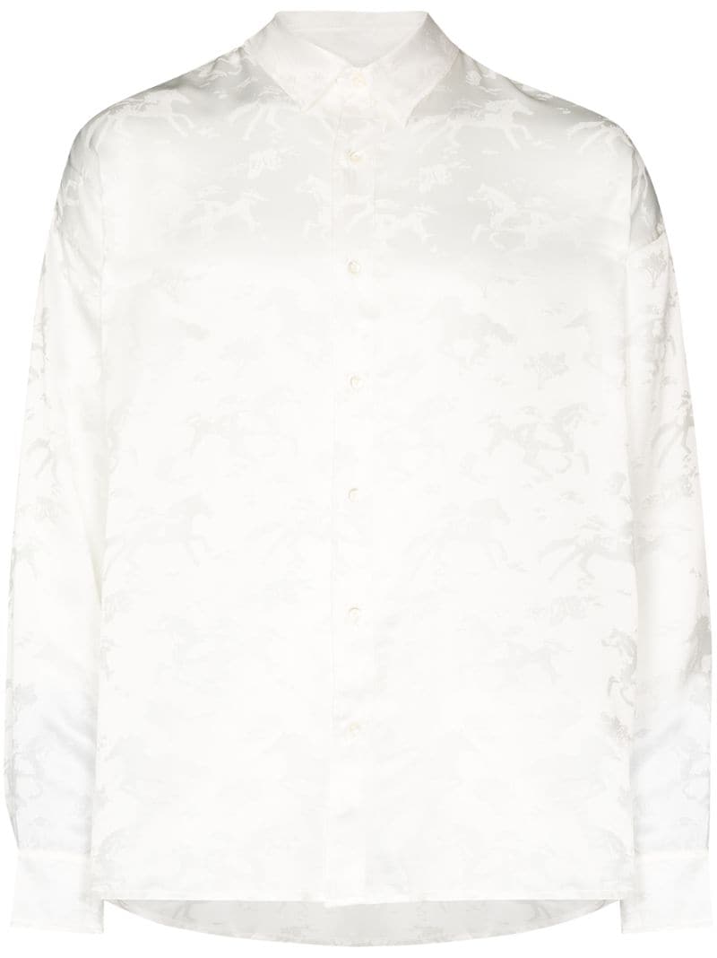 Shop Nahmias Stallion Jacquard Silk Shirt In White