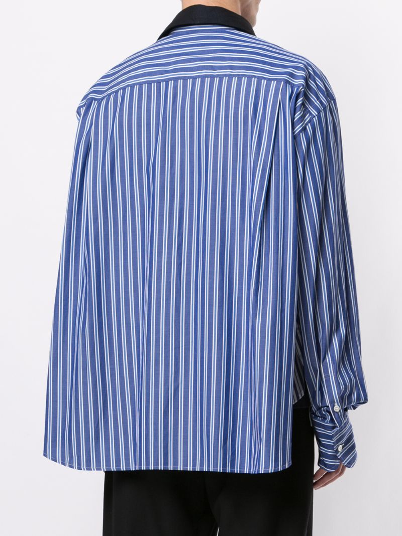 Shop Sacai Layered Striped Print Shirt In Blue