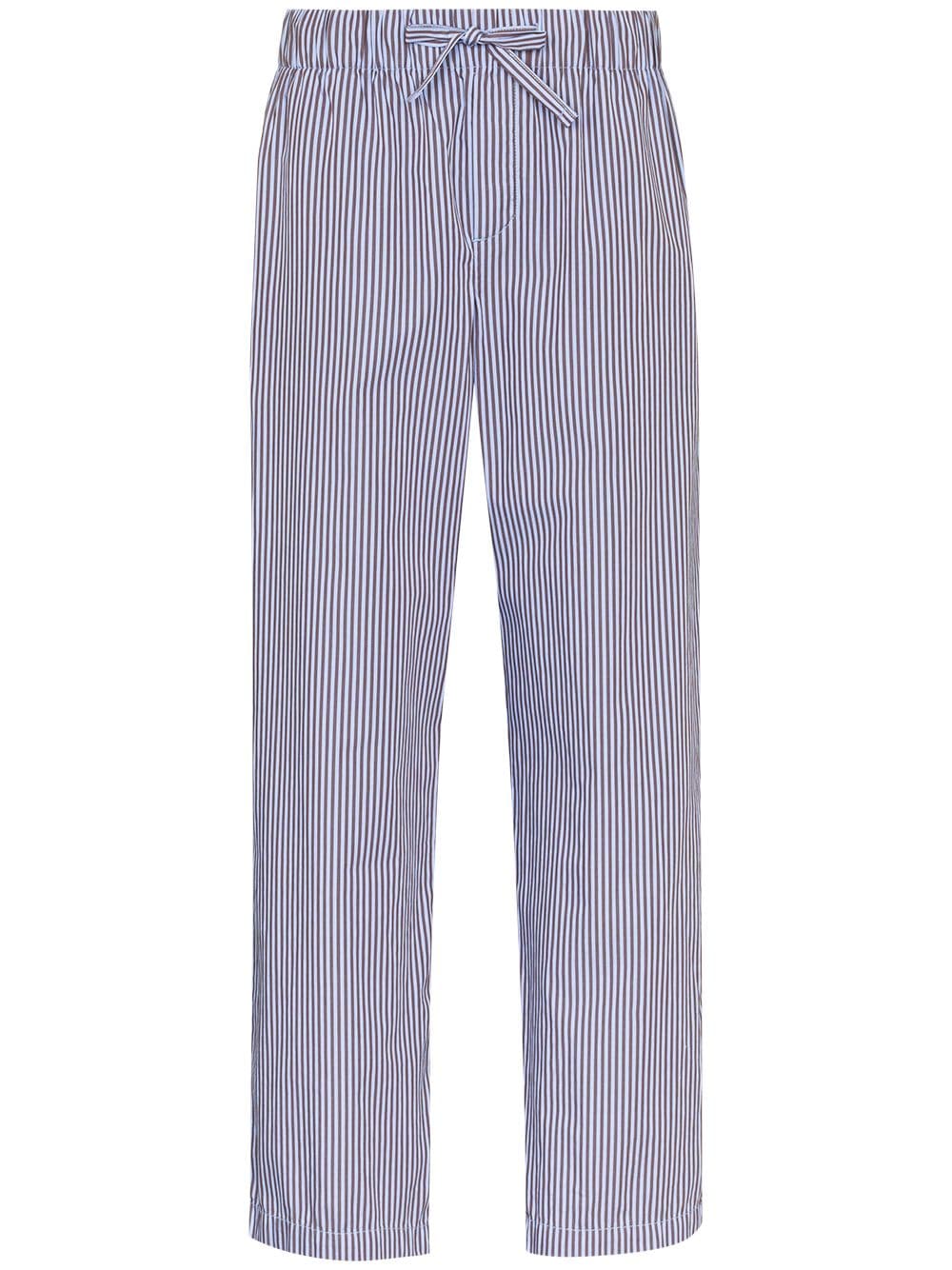 tekla pantalon de pyjama rayé à lien de resserrage - bleu