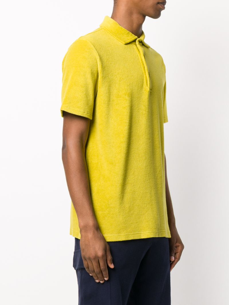 Shop Drumohr Textured Polo Shirt In Yellow