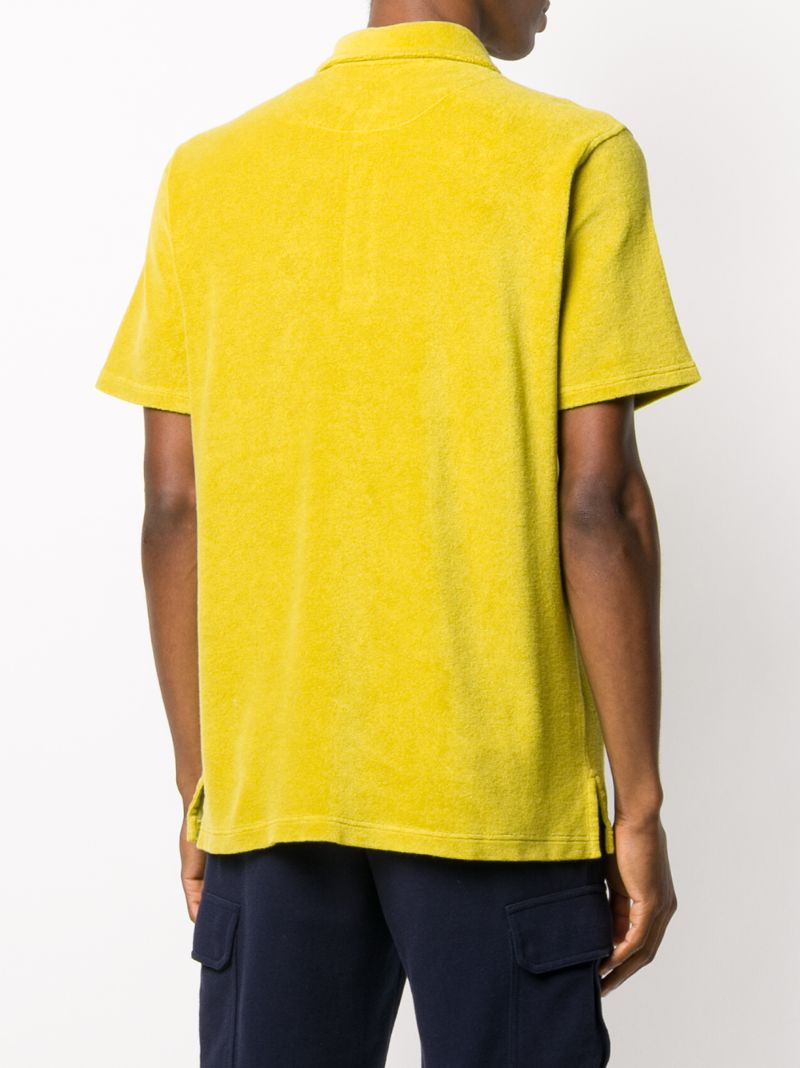 Shop Drumohr Textured Polo Shirt In Yellow