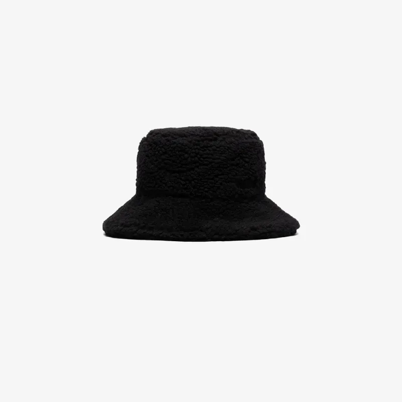 GANNI BLACK LOGO TEDDY BUCKET HAT,A288715253692