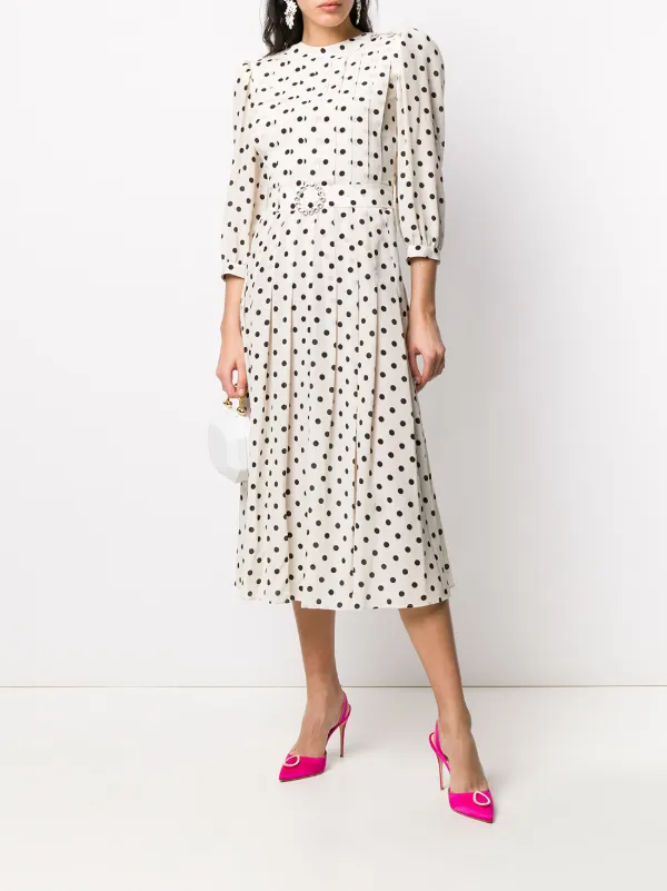 pleated polka dot dress