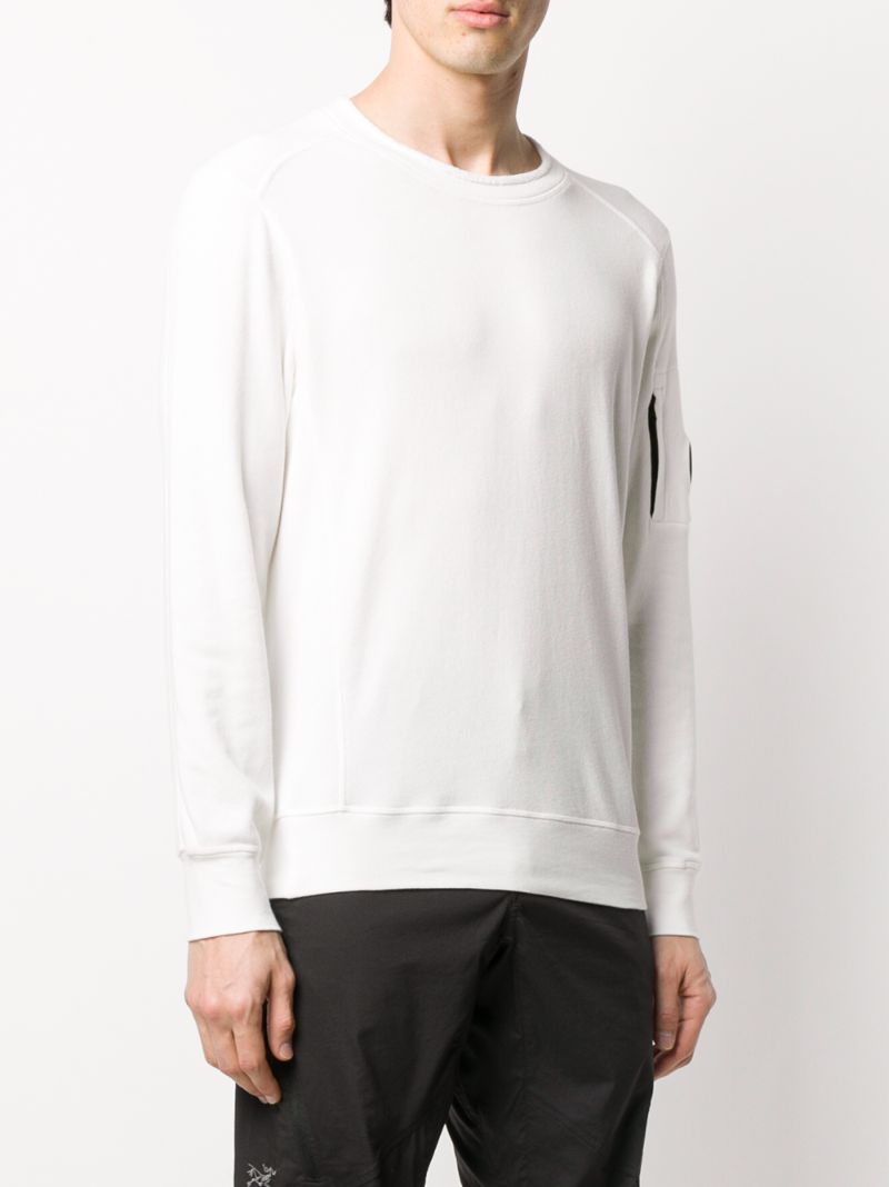 Shop C.p. Company Lens Detail Crew-neck Sweatshirt In White