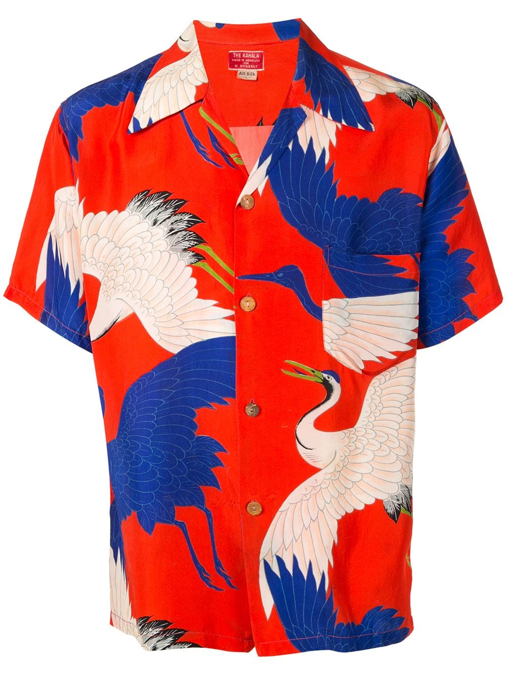 Pre-owned Fake Alpha Vintage 1940s Birds Print Short-sleeved Shirt In Red