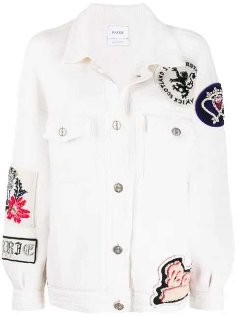 Barrie oversized patchwork detailed knitted jacket