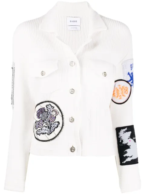 Barrie patchwork detailed knitted jacket