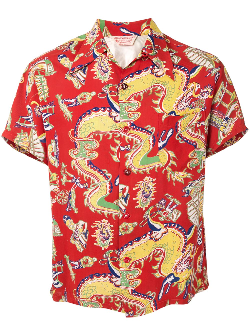 Fake Alpha Vintage 1950s dragon print short-sleeved shirt