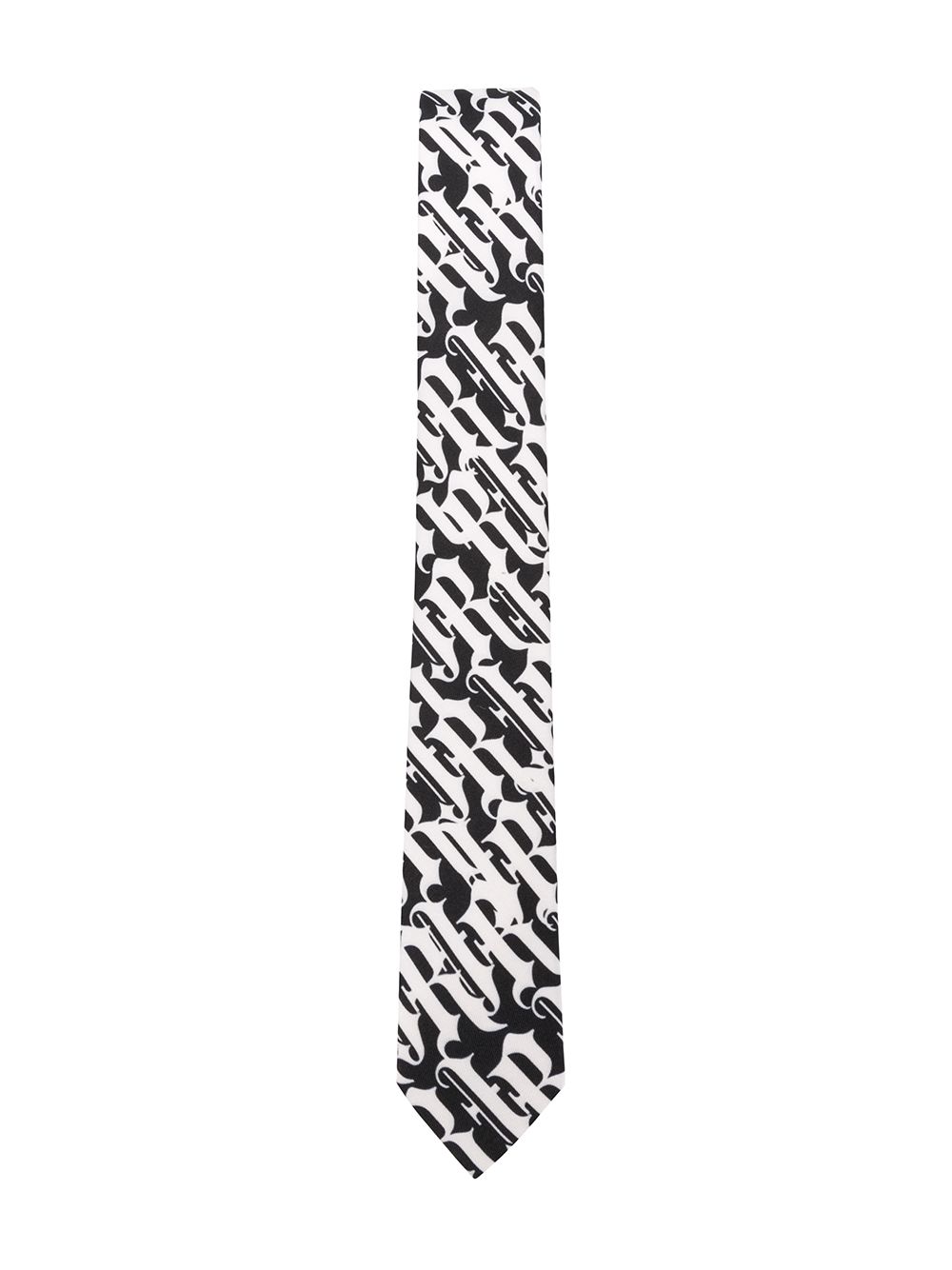 Shop John Richmond Junior Monogram Print Silk Tie In Black