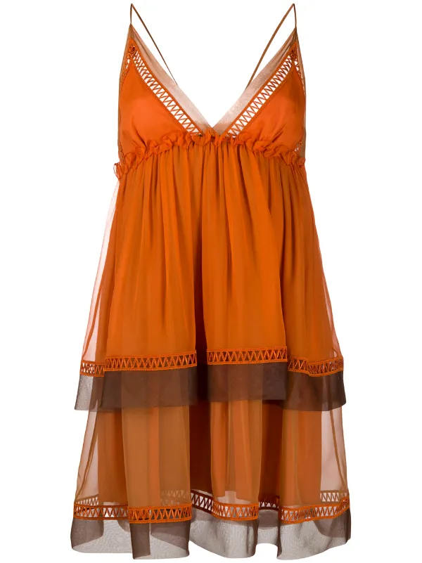 orange tiered dress