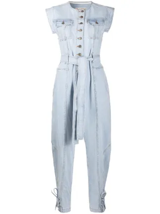 denim jumpsuit tie waist