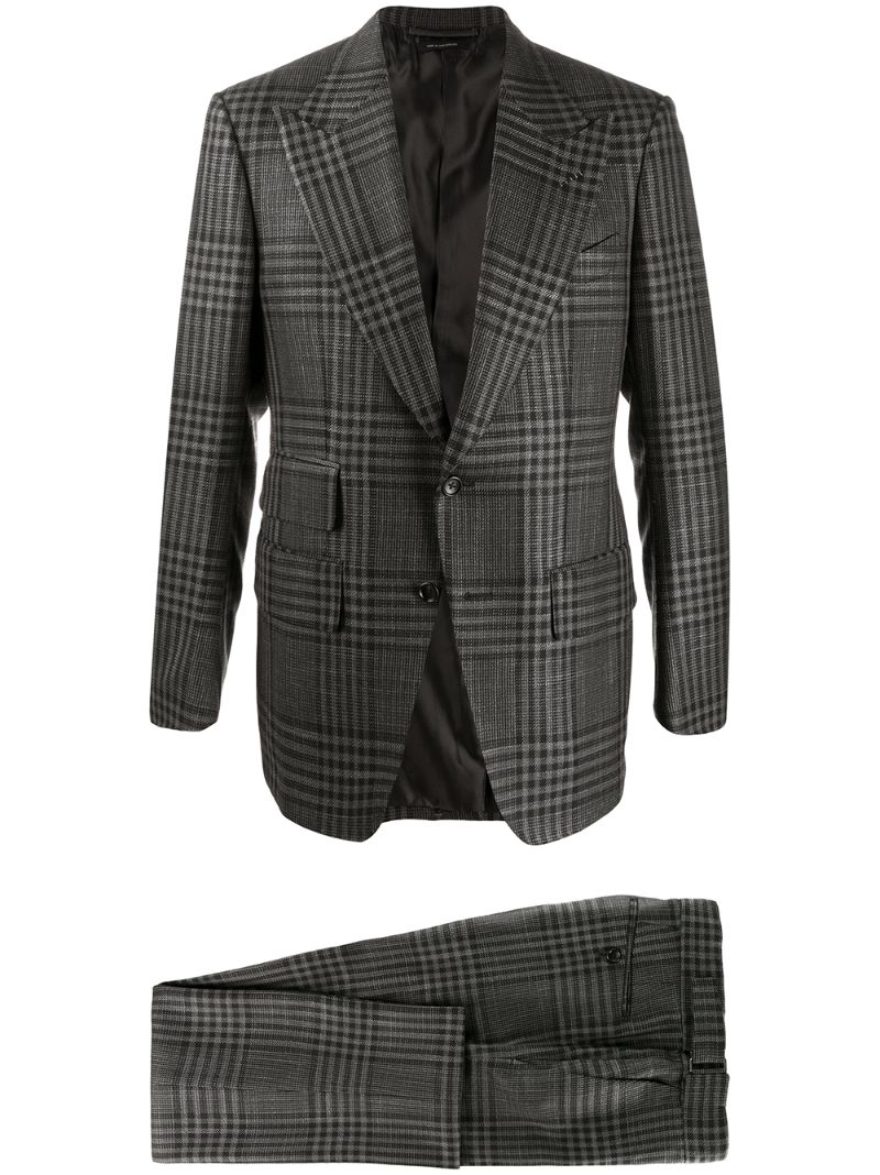 Tom Ford Checked Two-piece Suit In Grey