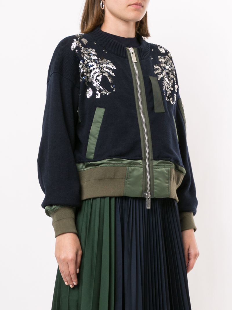 Shop Sacai Layered Bomber Jacket In Blue