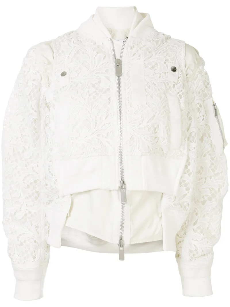 white lace bomber jacket