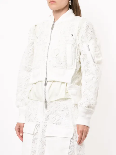 white lace bomber jacket