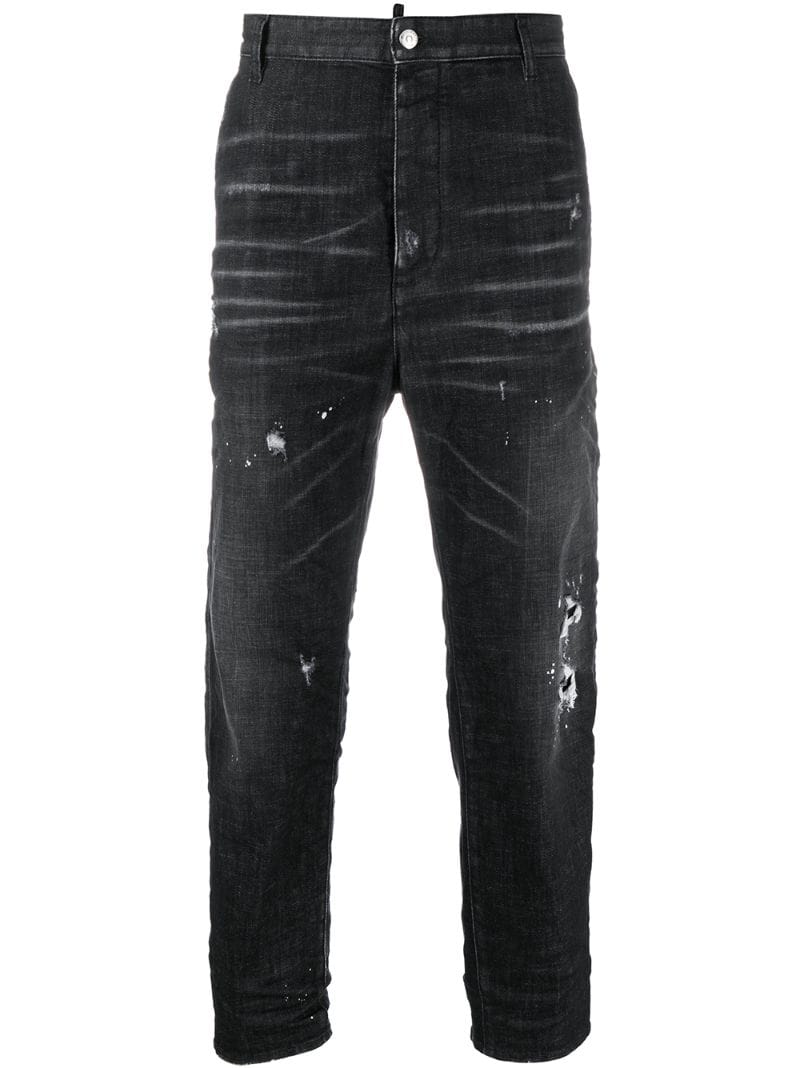 Dsquared2 Ripped Details Cropped Jeans In Blue