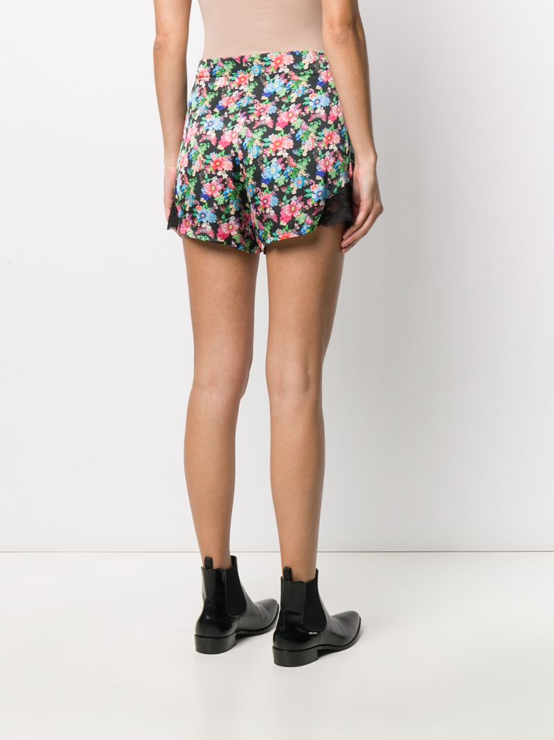 Shop Rabanne Floral Lace Panel Shorts In Black