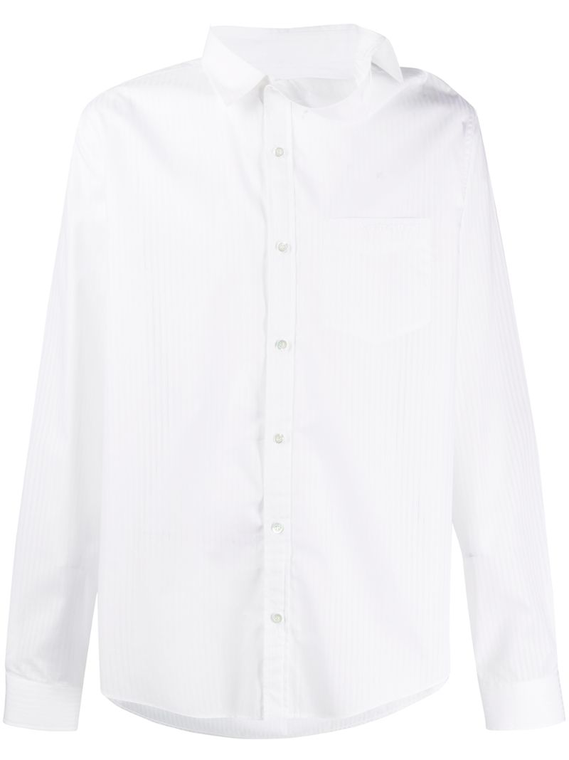 Y/PROJECT DECONSTRUCTED-COLLAR SHADOW STRIPED SHIRT 