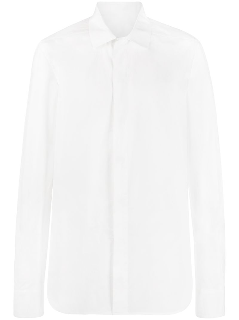 Rick Owens Plain Long Sleeve Shirt In White