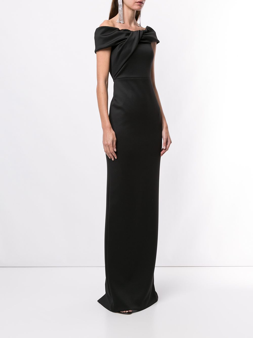 фото Halston heritage off-the-shoulder draped satin gown