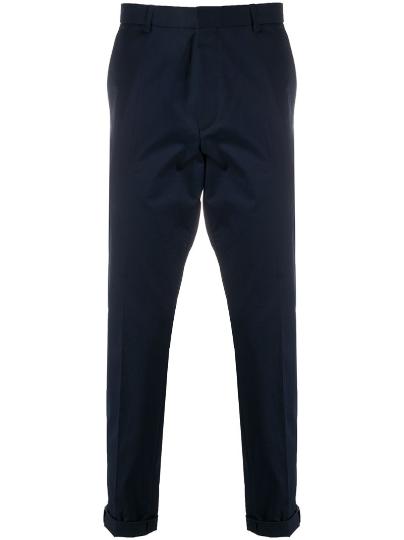 Shop Hugo Boss Cropped Slim-fit Chinos In Blue