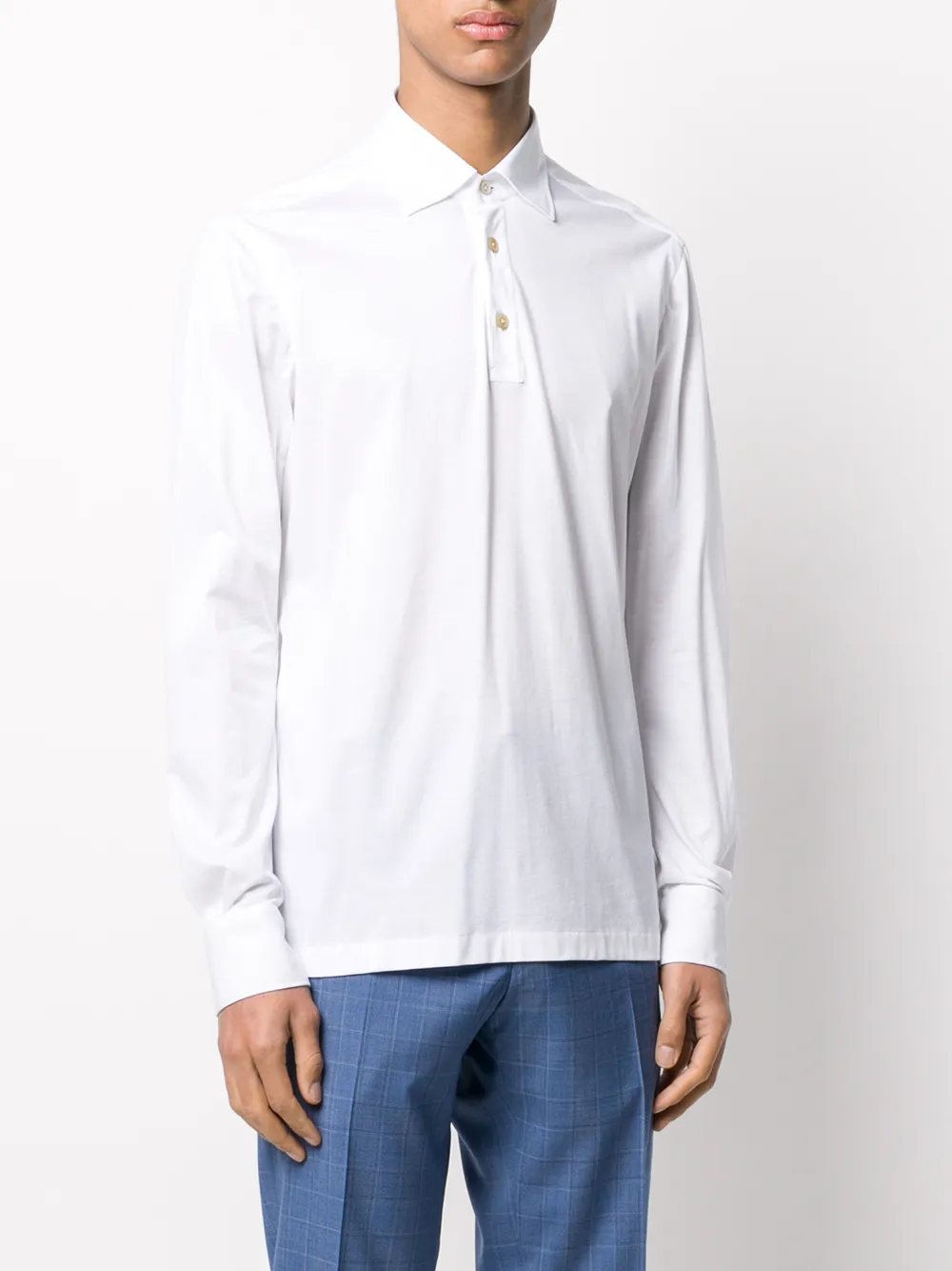  Kiton Klassisches Jerseyhemd   Weiß 