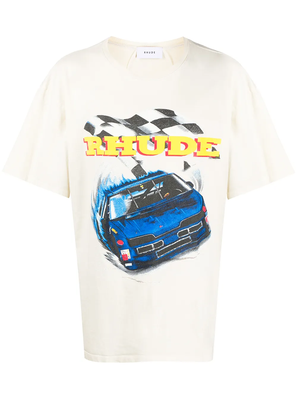 Rhude Off-white Nascar Race T-shirt In Neutrals