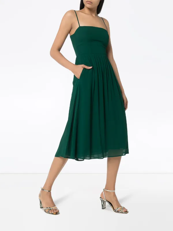 pleated midi dress green