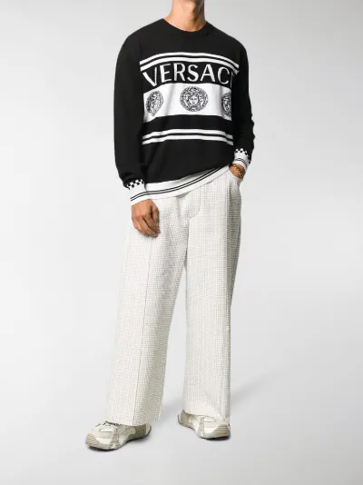 Versace intarsia-knit logo jumper black 