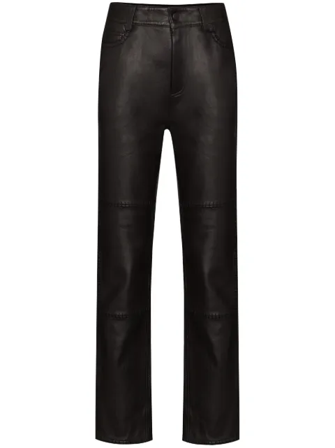 GANNI stitch-detail leather trousers