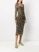 GANNI floral-print ruched midi dress