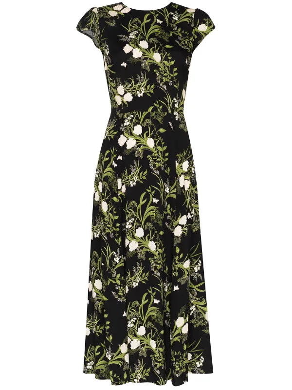 reformation black floral dress