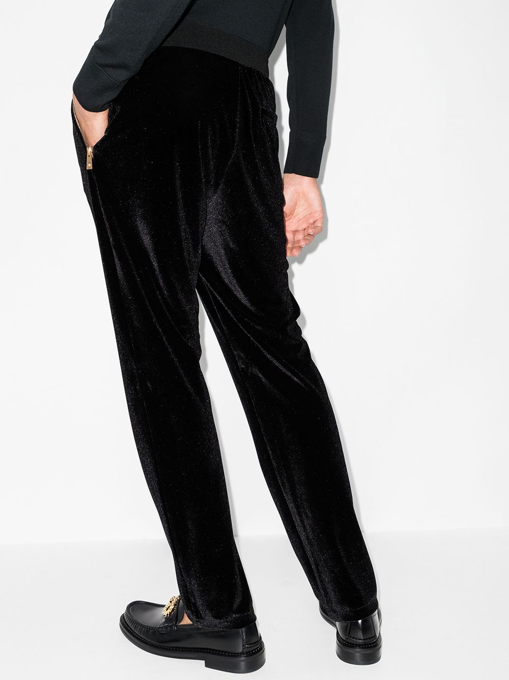 black velvet track pants