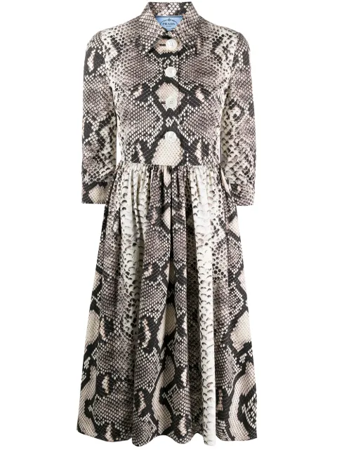 Prada snakeskin-pattern flared dress