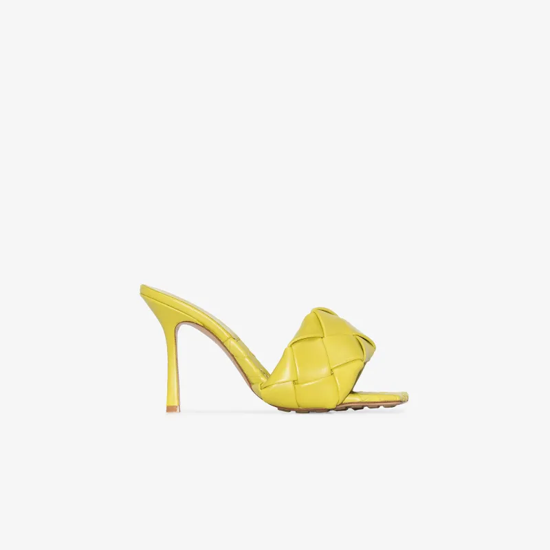 Bottega Veneta Womens Green Yellow Bv Lido 90 Leather Sandals