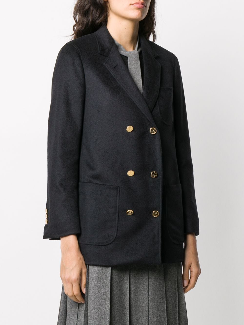 Shop Thom Browne double-breasted zibeline sack jacket with Express ...