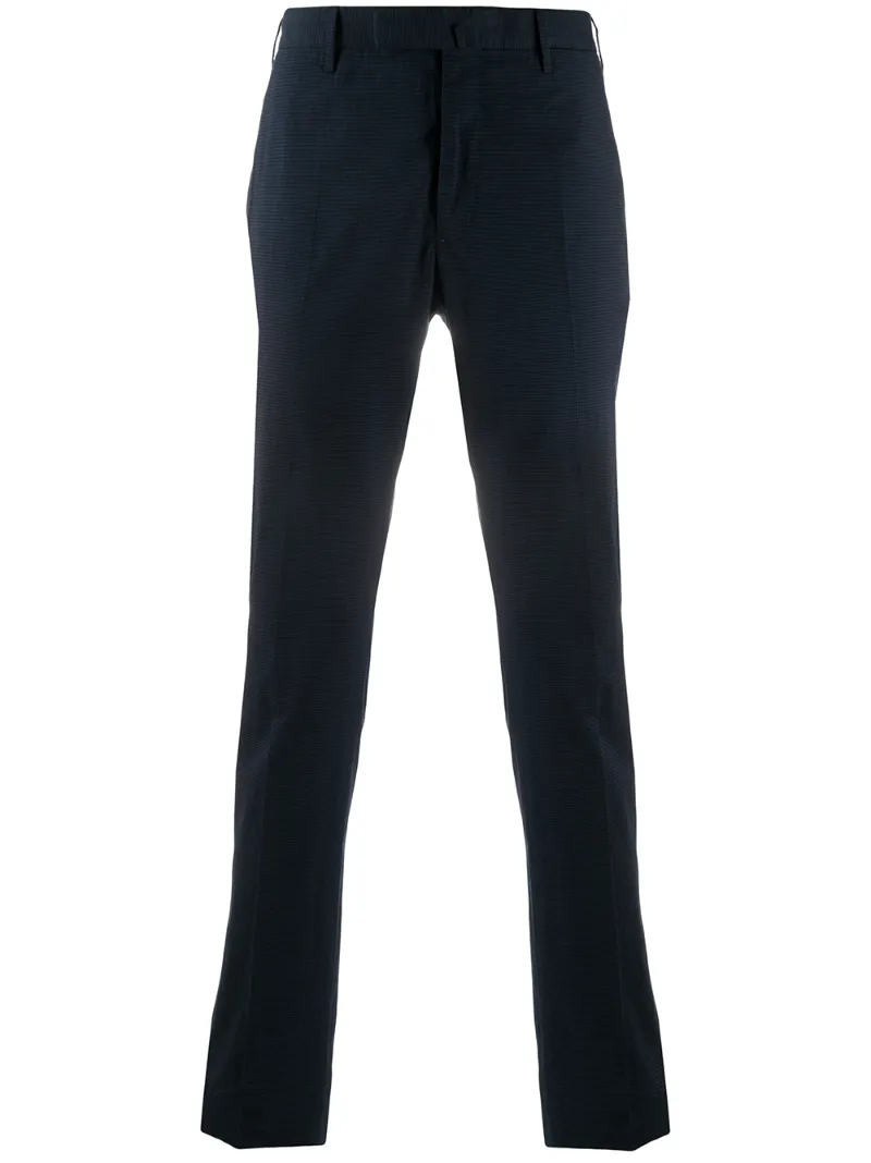 Incotex Slim Fit Trousers In Blue With Check Pattern In Blue