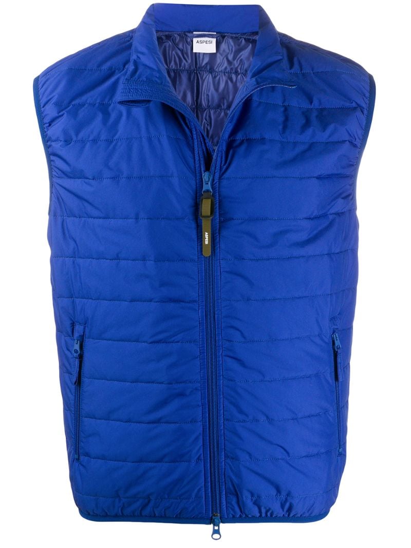 Aspesi Padded Zipped Gilet In Blue