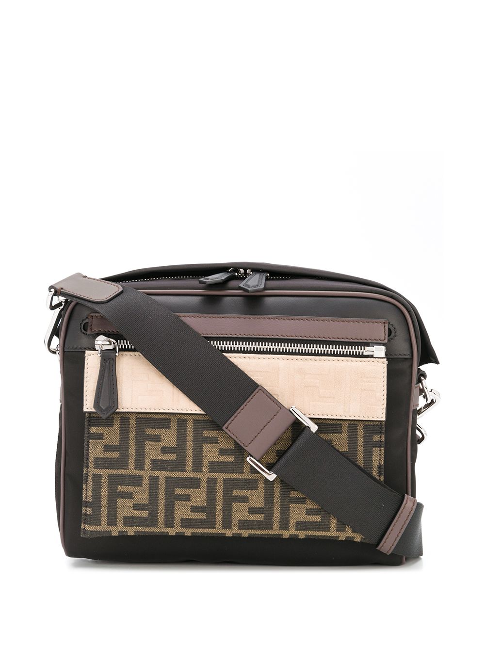 фото Fendi сумка-мессенджер в стиле колор-блок с логотипом ff