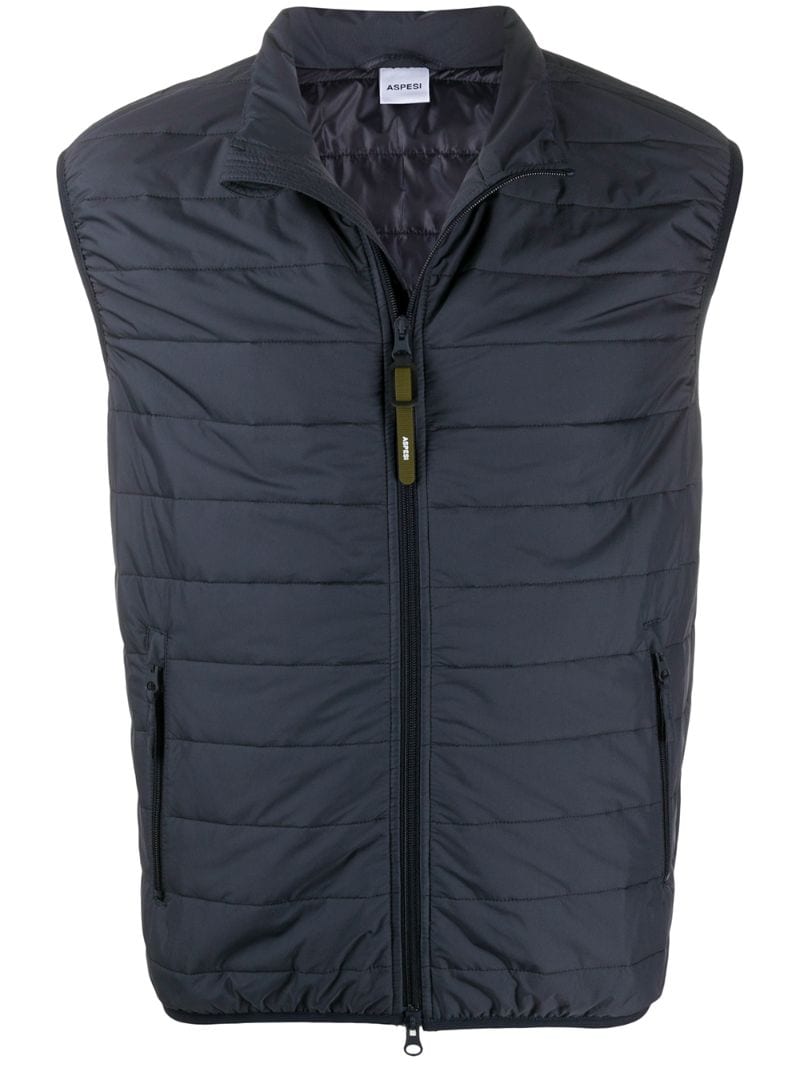 Aspesi Padded Zipped Gilet In Blue